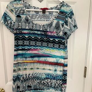 Hot Kiss Juniors XL summer dress, colorful with cap sleeves. Polyester spandex